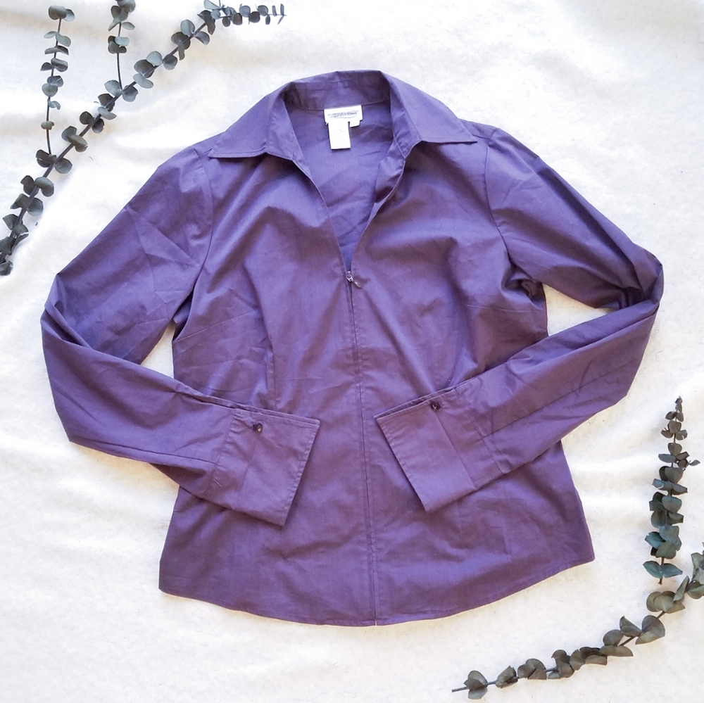 COLDWATER CREEK Purple Zip Up Dress Shirt